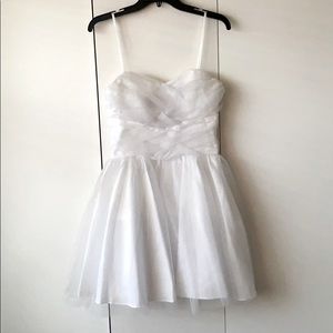Strapless White Tulle Formal Mini Dress